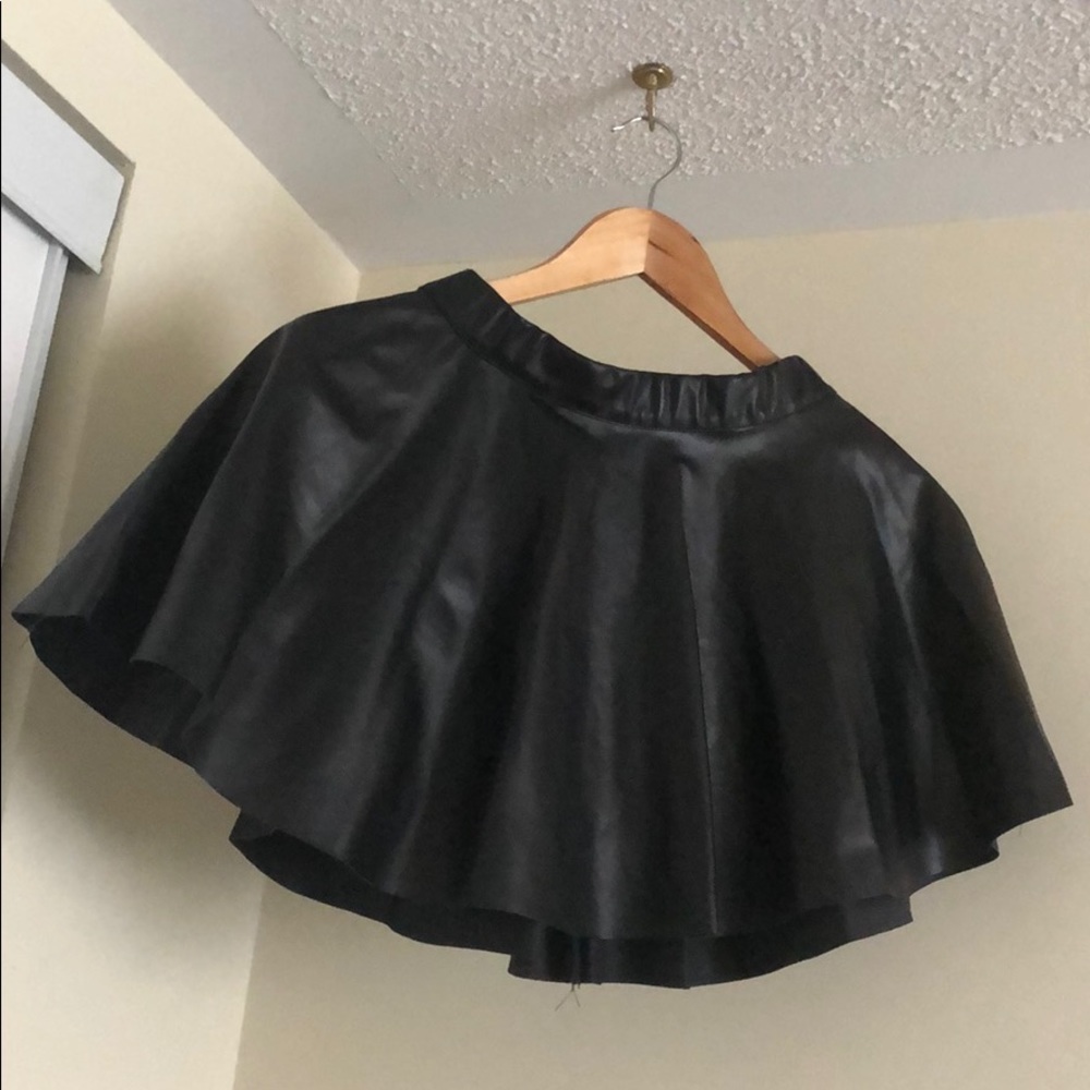 Short Black Faux Leather Skirt